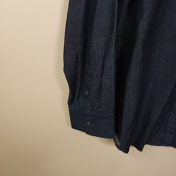 Banana Republic Dar Wash Denim Ruffle Dillon Button Down Shirt Size XL - Picture 4 of 9